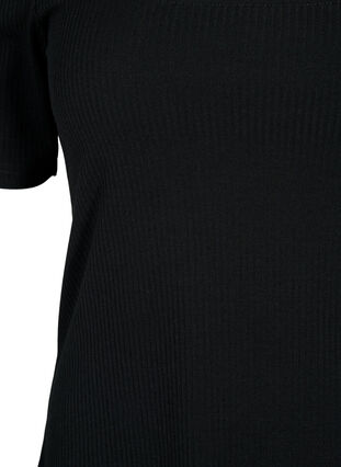 Kortärmad blus med utskuret parti, Black, Packshot image number 2