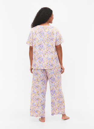 Lösa byxor i viskos med all-over mönster, Cameo Pink AOP, Model image number 1