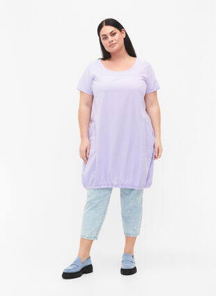 Kortärmad klänning i bomull, Lavender, Model image number 2