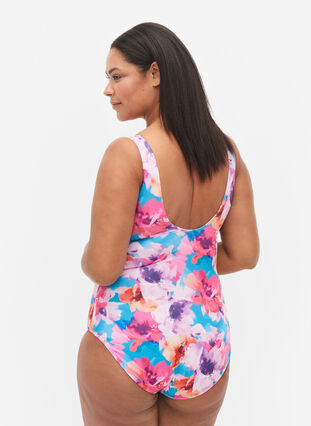 Baddräkt med tryck, Pink Flower, Model image number 1