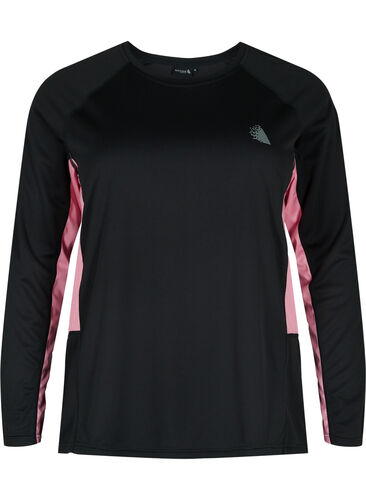 Skidunderställströja med kontrastfärgade revärer, Black w. Sea Pink, Packshot image number 0