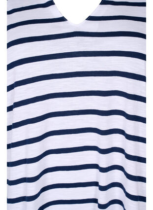 Randig v-ringad t-shirt i bomull, Bright White Stripe, Packshot image number 2