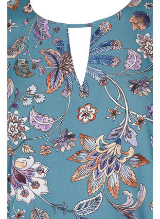 Mönstrad viskosblus med korta ärmar, Smoke Blue Paisley, Packshot image number 2