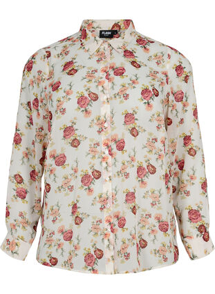 FLASH - Långärmad skjorta med tryck, Off White Flower, Packshot image number 0