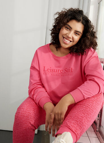 Sweatpants med tryck och fickor, Hot Pink AOP, Image image number 0