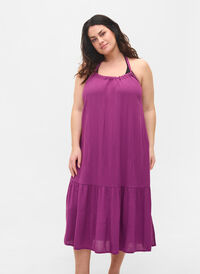 Lång strandklänning i viskos, Dark Purple, Model