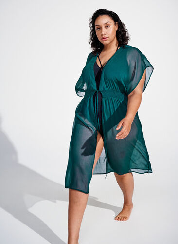 Strandkimono med smock och korta ärmar, Spruced-up, Image image number 0