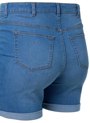 Jeansshorts med hög midja och slim fit, Medium Blue Denim, Packshot image number 3
