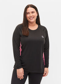Skidunderställströja med kontrastfärgade revärer, Black w. Sea Pink, Model