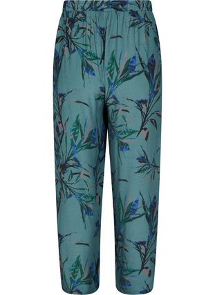 Byxor med lös passform i viskos med tryck, Sea Pine Leaf, Packshot image number 1