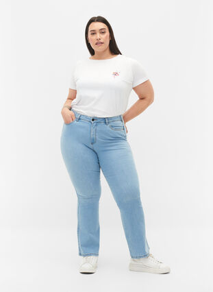 T-shirt i bomull med tryck framtill, Bright White FLOWER, Model image number 2