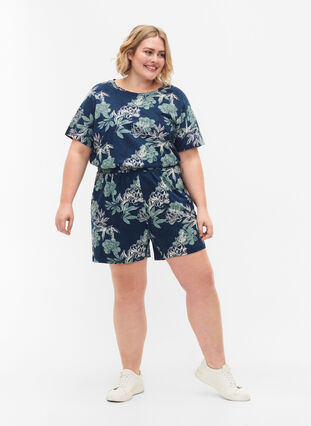 Löst sittande pyjamashorts med tryck, Insignia Blue AOP, Model image number 3