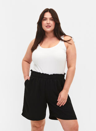 Löst sittande shorts i viskos, Black, Model image number 0