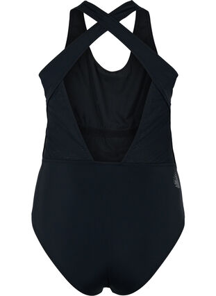 Baddräkt med korsad rygg, Black, Packshot image number 1
