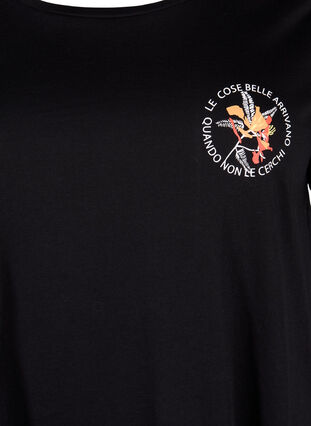 T-shirt i bomull med tryck framtill, Black W. Chest print, Packshot image number 2
