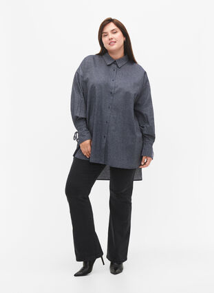 Skjorta med knytning på ärmen, Navy Stripe, Model image number 3