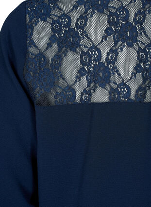 Långärmad blus med spetsdetalj , Navy Blazer, Packshot image number 3