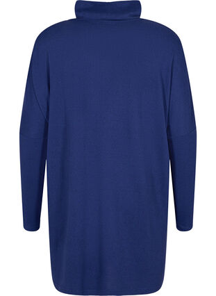 Tunika med långa ärmar och hög krage, Deep Cobalt Mel., Packshot image number 1
