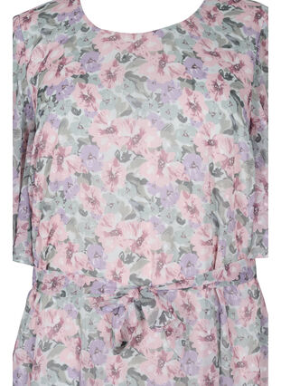 Blommig klänning med knytband, Flower AOP, Packshot image number 2