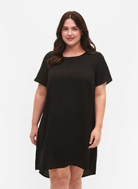 Klänning med korta ärmar, Black, Model