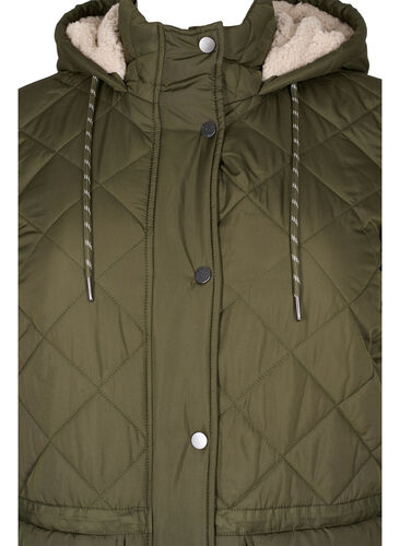 Quiltat jacka med huva och justerbar midja, Forest Night, Packshot image number 2