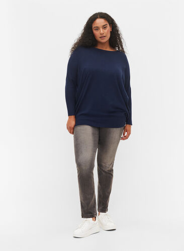 Stickad tunika i viskosblandning, Navy Blazer, Model image number 2