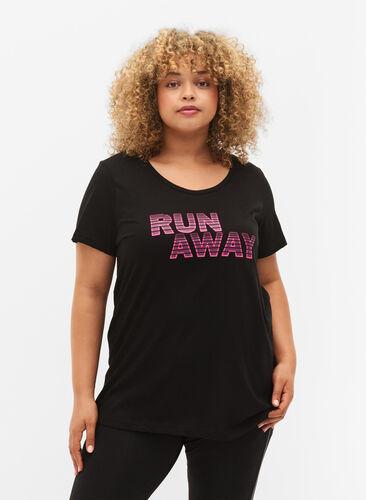 Sport t-shirt med tryck, Black w. Run Away, Model image number 0