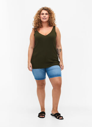 Stickad topp med v-ringning, Forest Night, Model image number 2