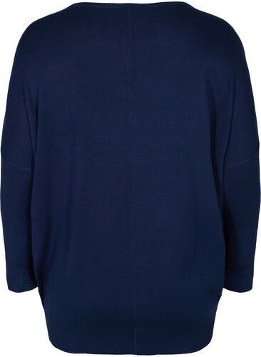 Stickad tunika i viskosblandning, Navy Blazer, Packshot image number 1