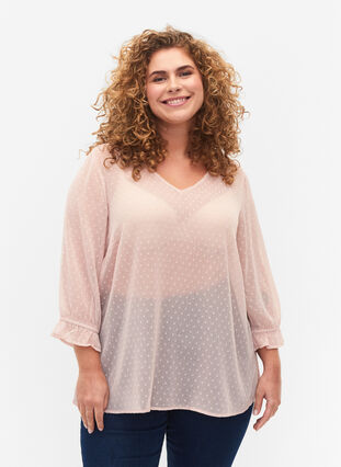 Blus med 3/4-ärmar och struktur från FLASH, Adobe Rose, Model image number 0