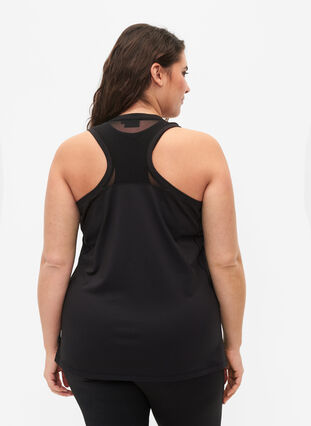 Träningstopp med brottarrygg och mesh, Black, Model image number 1