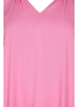 Kortärmad klänning i viskos med v-ringning, Aurora Pink, Packshot image number 2