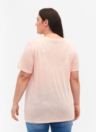 T-shirt med nitar och rund halsringning, Pale Blush, Model image number 1