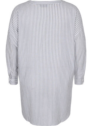 Randig tunika med V-ringad hals och knappar, Balsam Green Stripe, Packshot image number 1