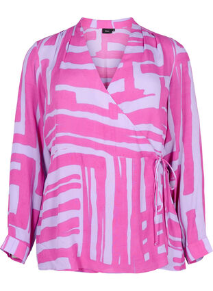 Tunika med omlott-design i viskos, Rose Violet AOP, Packshot image number 0