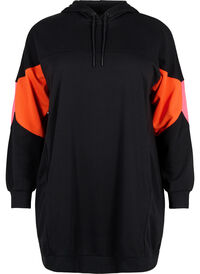 Sweatshirtklänning med colorblock och fickor