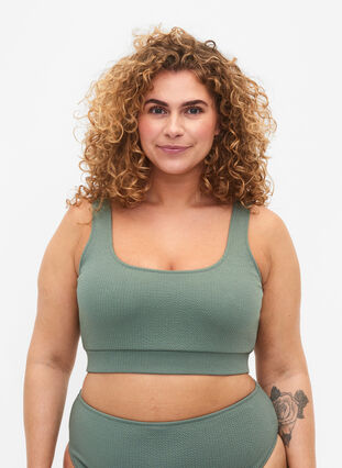 Bikinitopp med crepe-struktur, Laurel Wreath, Model image number 0