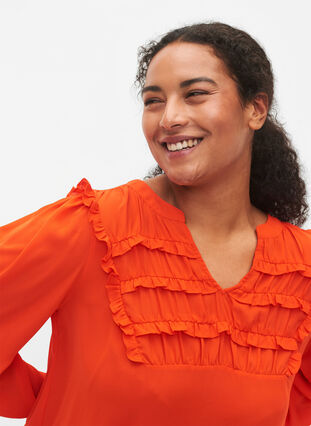 Långärmad blus med fransdetaljer, Orange.com, Model image number 2