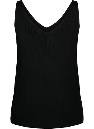 Stickad topp med v-ringning, Black, Packshot image number 1