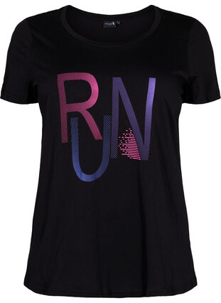  T-shirt till träning med print, Black w. stripe run, Packshot image number 0