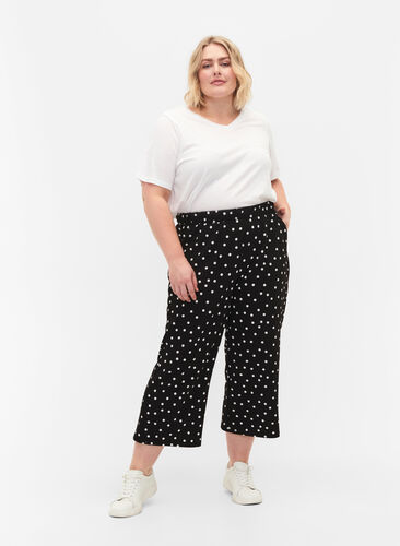 Lösa byxor med ankellängd, Black Dot, Model image number 0