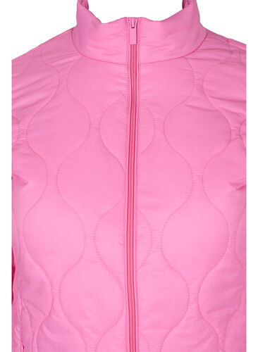 Quiltad jacka med dragkedja och fickor, Hot Pink, Packshot image number 2