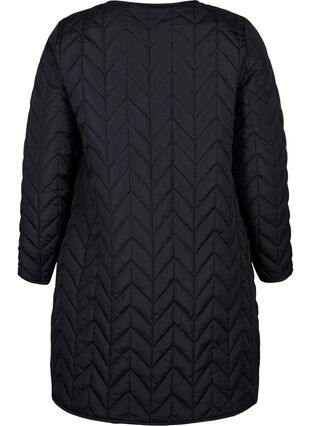 Quiltad jacka med knappar, Black, Packshot image number 1