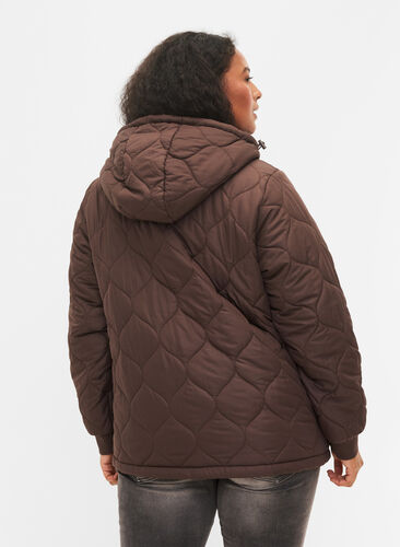 Quiltad anorak med huva, Black Coffee, Model image number 1