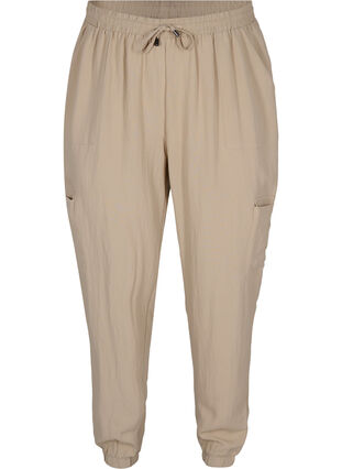Löst sittande byxor i viskos med stora fickor, Oxford Tan, Packshot image number 0