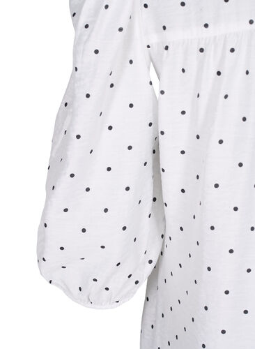 Prickig blus med 3/4-ärmar i viskoskvalitet, White Dot, Packshot image number 3