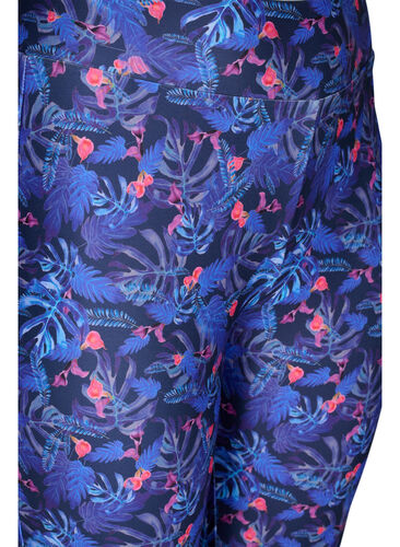 Ankellånga träningstights med tryck, Blue Leaf AOP, Packshot image number 2