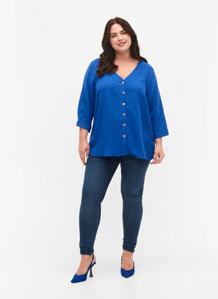 V-ringad blus i viskos med knappar, Surf the web, Model image number 2