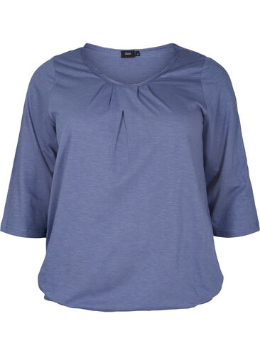Bomullsblus med 3/4-ärmar, Vintage Indigo, Packshot image number 0