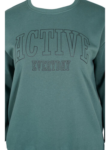 Sweatshirt med sportigt tryck, Dark Forest, Packshot image number 2